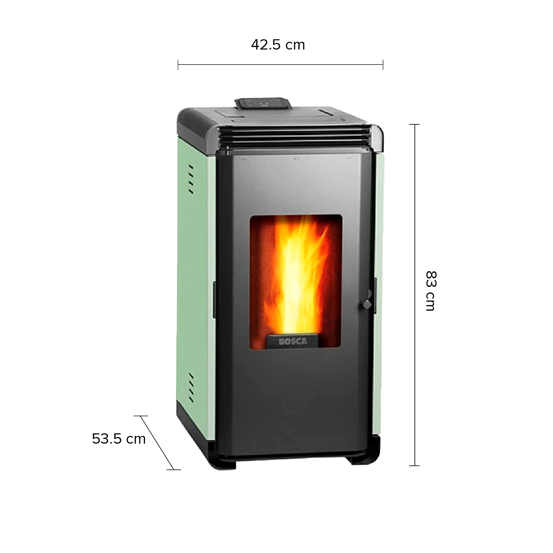 Estufa a pellet Hera+ Verde + kit de Instalación interior de regalo