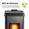 Estufa a pellet Hera+ Verde + kit de Instalación interior de regalo
