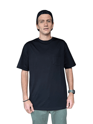 POLERA MANGA CORTA HOMBRE NEGRA PLAIN POCKET