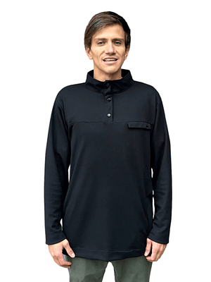 POLERÓN WAFFLE HALF ZIPPER NEGRO