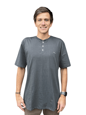 POLERA MANGA CORTA HOMBRE HENLEY GRAFITO