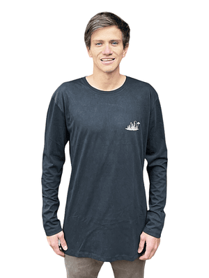 POLERA MANGA LARGA HOMBRE NEGRA STONE WASH