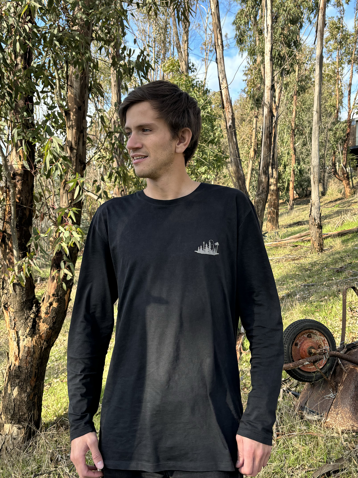 POLERA MANGA LARGA HOMBRE NEGRA STONE WASH 4