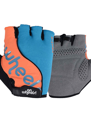 Guante Corto OnWheels! Celeste/Naranjo