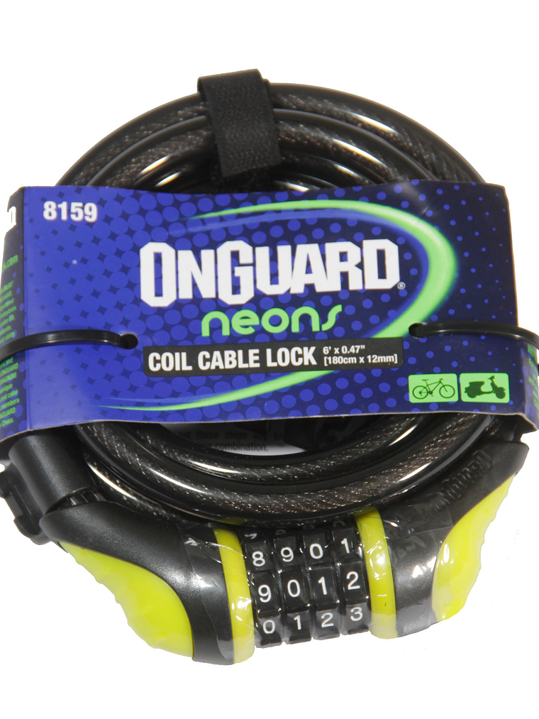 Candado Bicicleta C/CLAVE OnGuard Neons Colores 180mm x 12mm 3