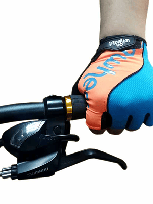 Guante Corto OnWheels! Celeste/Naranjo