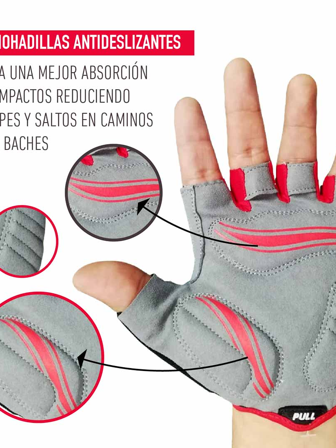 Guante Corto OnWheels! Rojo/Negro 4