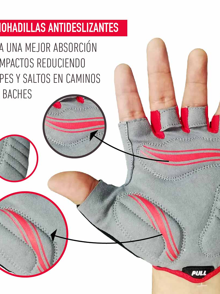 Guante Corto OnWheels! Rojo/Negro 4