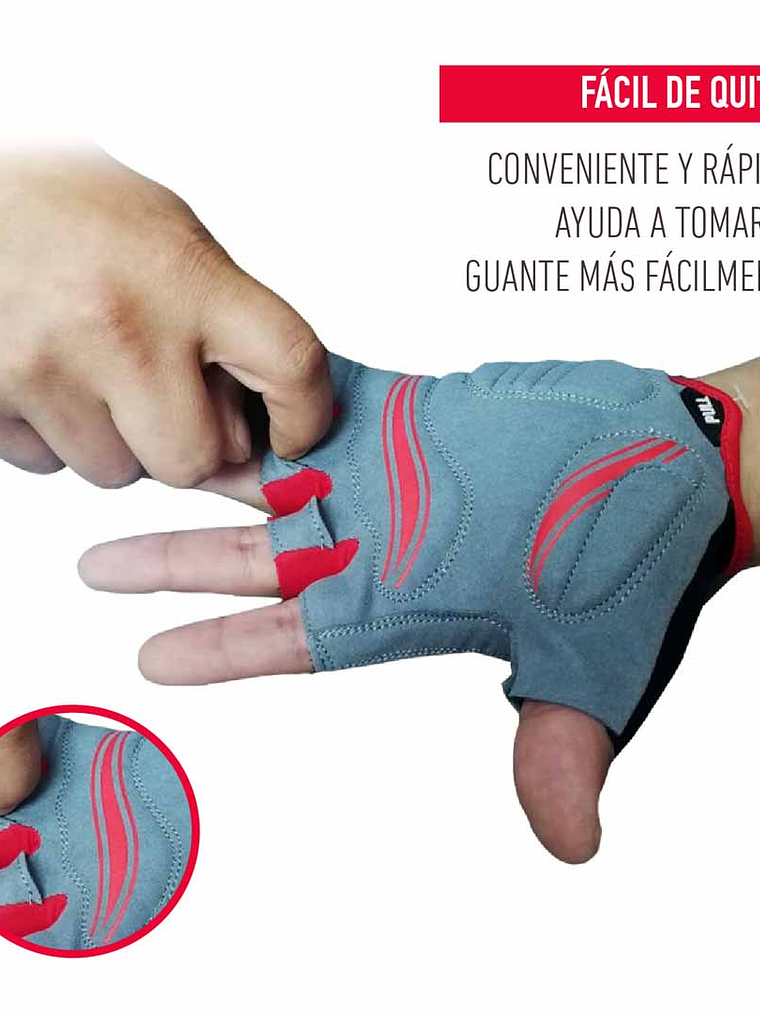 Guante Corto OnWheels! Rojo/Negro 5