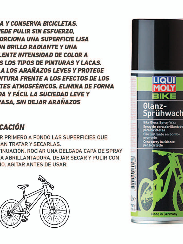 Cera Glanz Sprüwachs (Para protección de bicicletas) 4