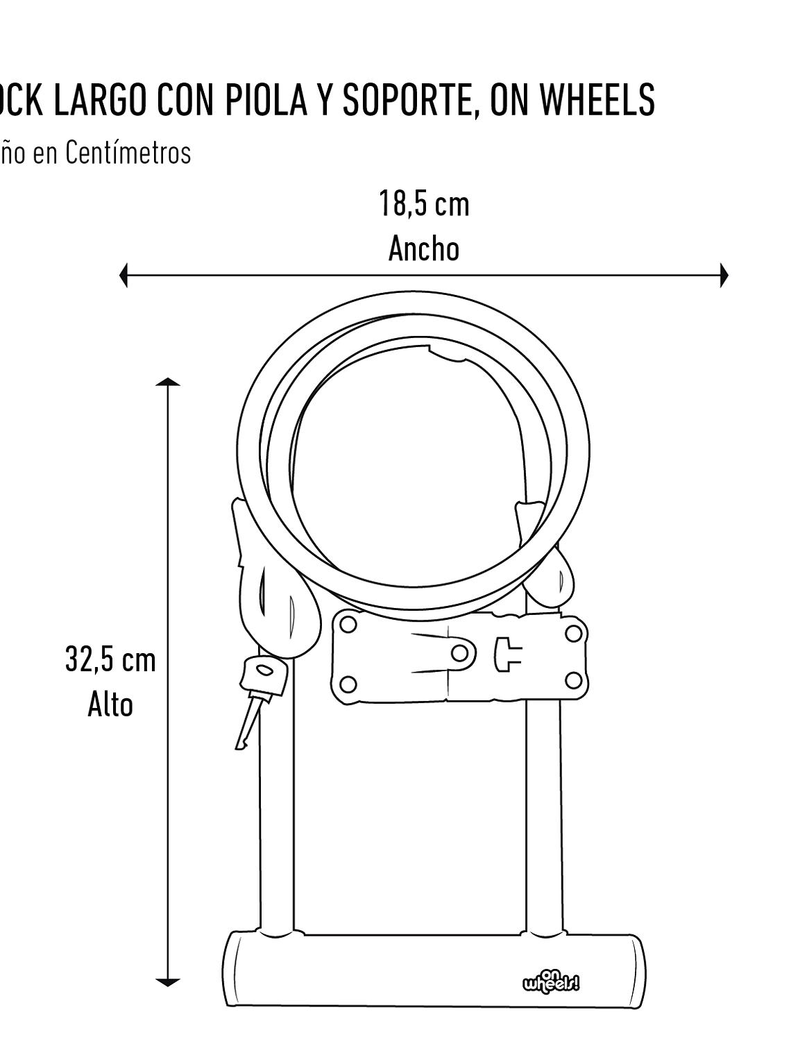 Candado U-Lock OnWheels! Largo con Piola y Soporte Colores 6