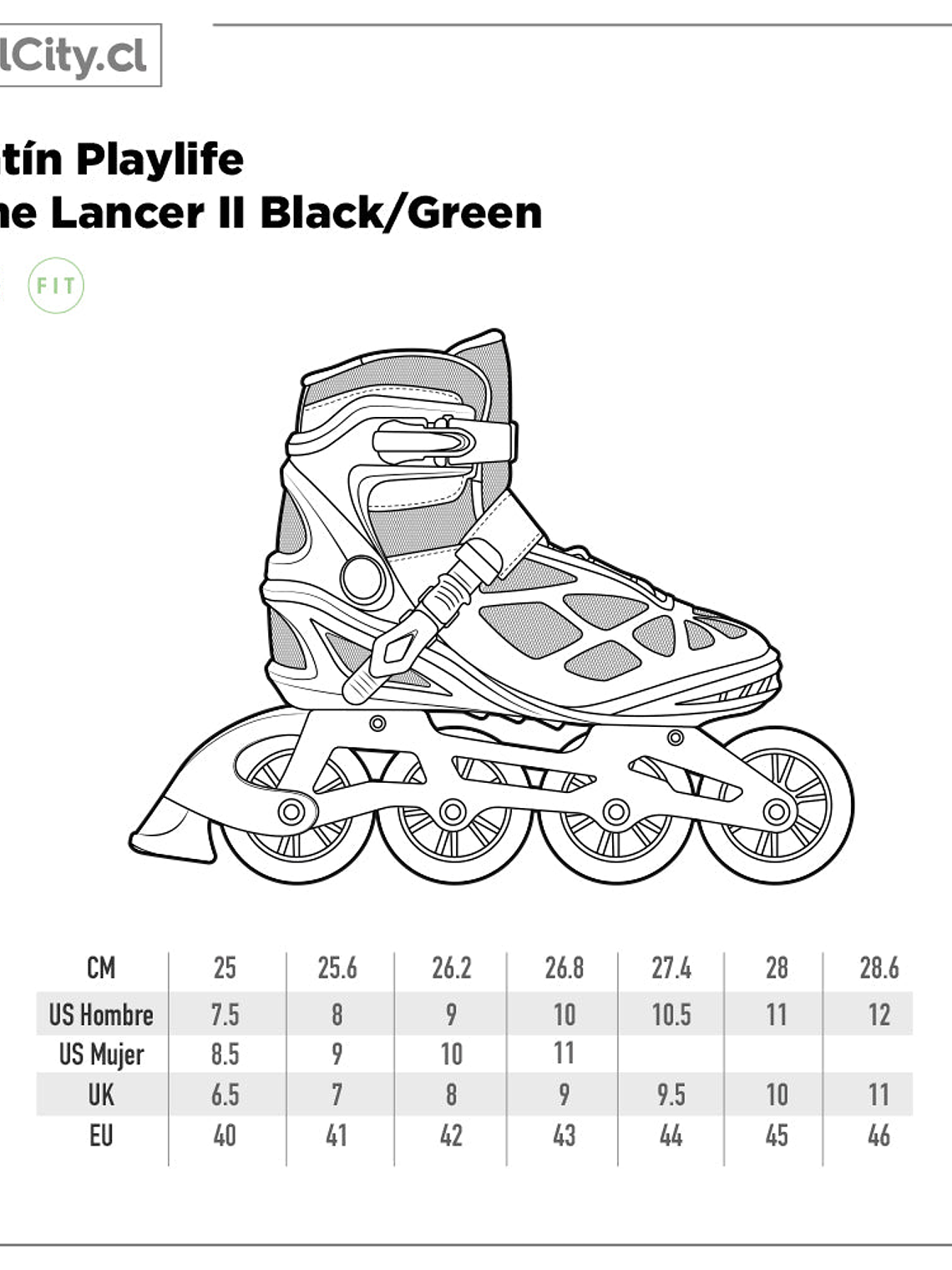 Patín Playlife One Lancer II Black/Green 8