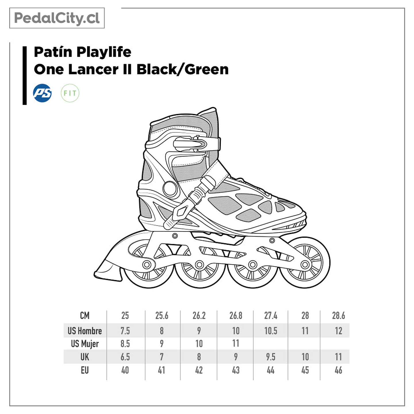 Patín Playlife One Lancer II Black/Green 8