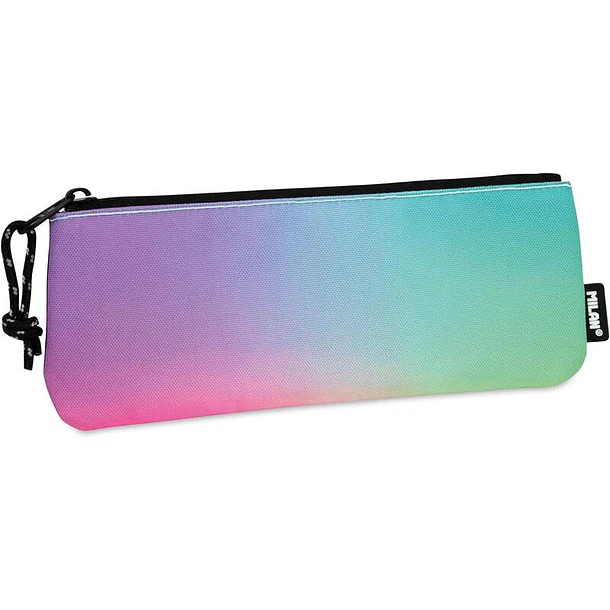 Milan Sunset Estuche Pequeño Plano Rectangular - Tejido Resistente a las Roturas y Rasgaduras - Medidas 23x9x1.3cm - Modelo Color Negro