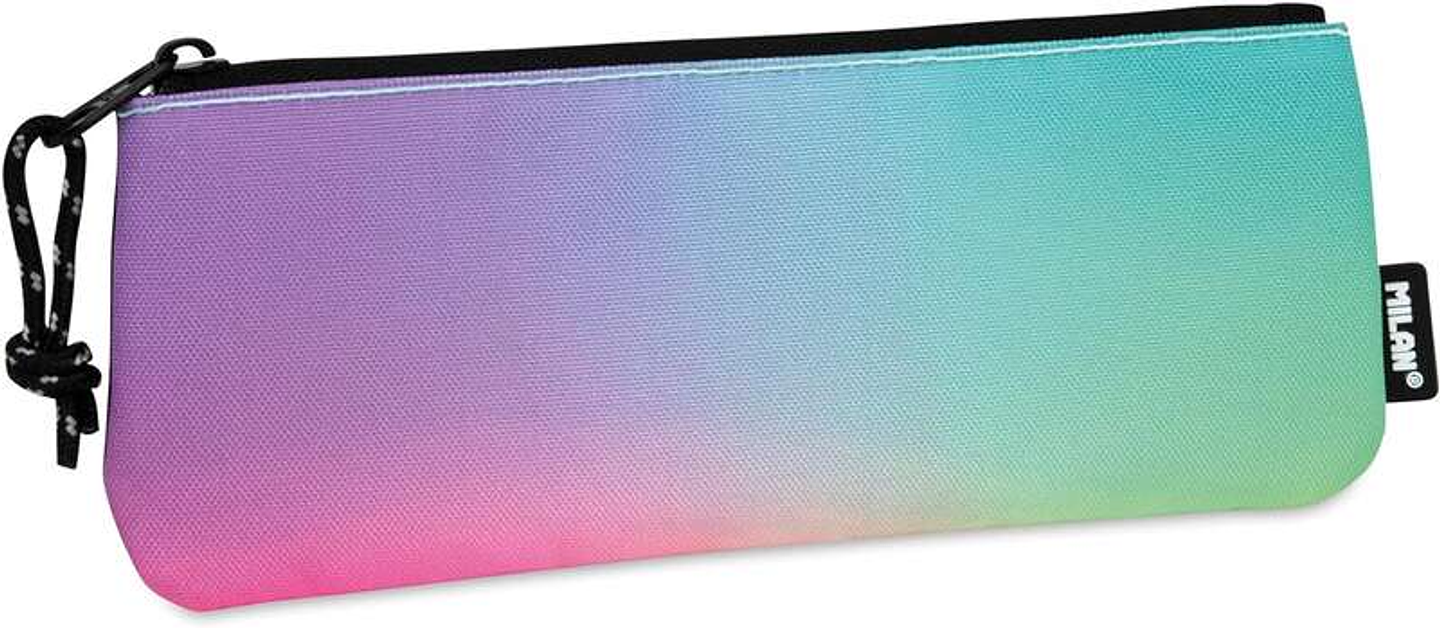 Milan Sunset Estuche Pequeño Plano Rectangular - Tejido Resistente a las Roturas y Rasgaduras - Medidas 23x9x1.3cm - Modelo Color Negro 1