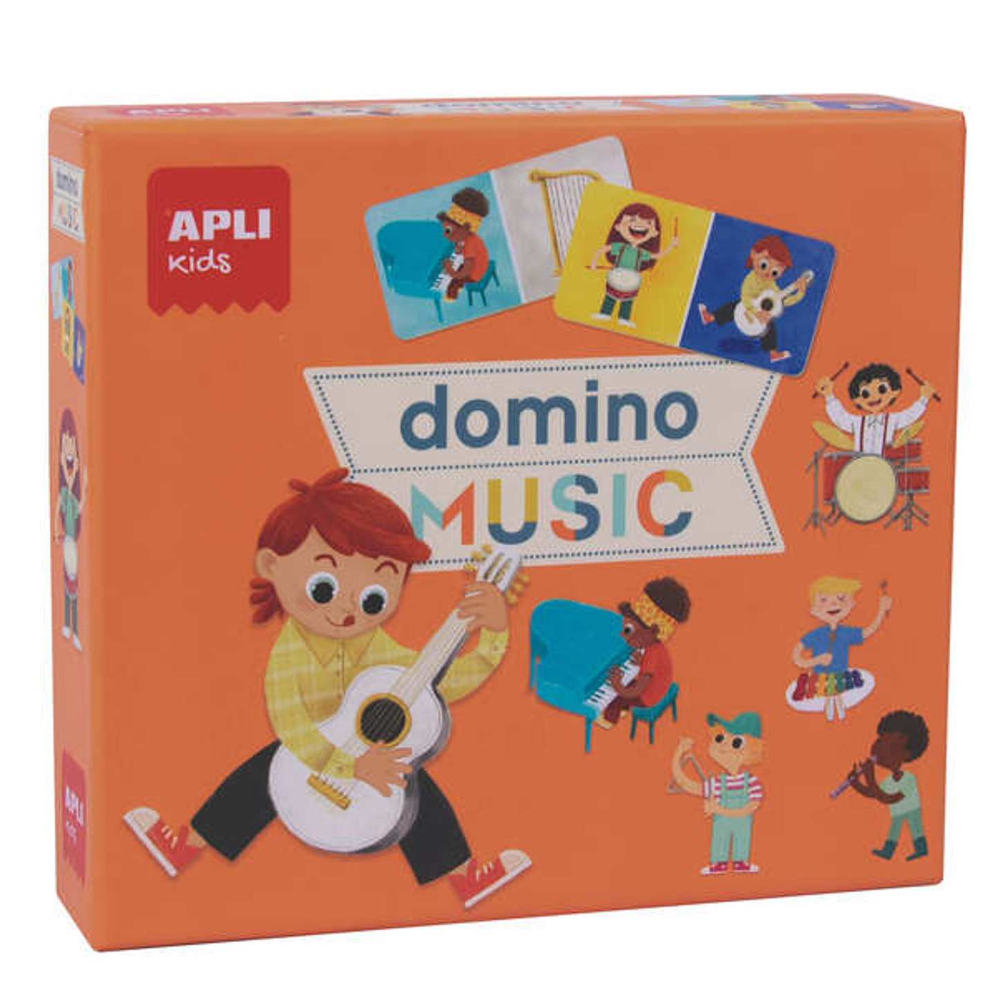 Apli Domino Music de la Coleccion Expressions - 28 Piezas Tematicas de Musica - Facil Manejo para Niños - Carton de 2mm con Acabado Mate E Indiana - A 1