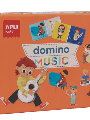 Apli Domino Music de la Coleccion Expressions - 28 Piezas Tematicas de Musica - Facil Manejo para Niños - Carton de 2mm con Acabado Mate E Indiana - A