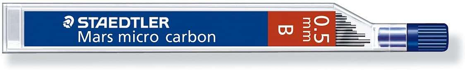 Staedtler Mars Micro Carbon 250 Tubo de 12 Minas de Grafito - Dureza B - Trazo 0.5mm - Alta Resistencia 1