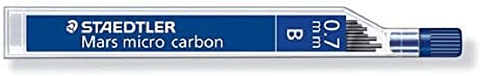 Staedtler Mars Micro Carbon 250 Tubo de 12 Minas de Grafito - Dureza B - Trazo 0.7mm - Alta Resistencia