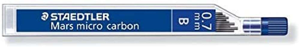 Staedtler Mars Micro Carbon 250 Tubo de 12 Minas de Grafito - Dureza B - Trazo 0.7mm - Alta Resistencia 1