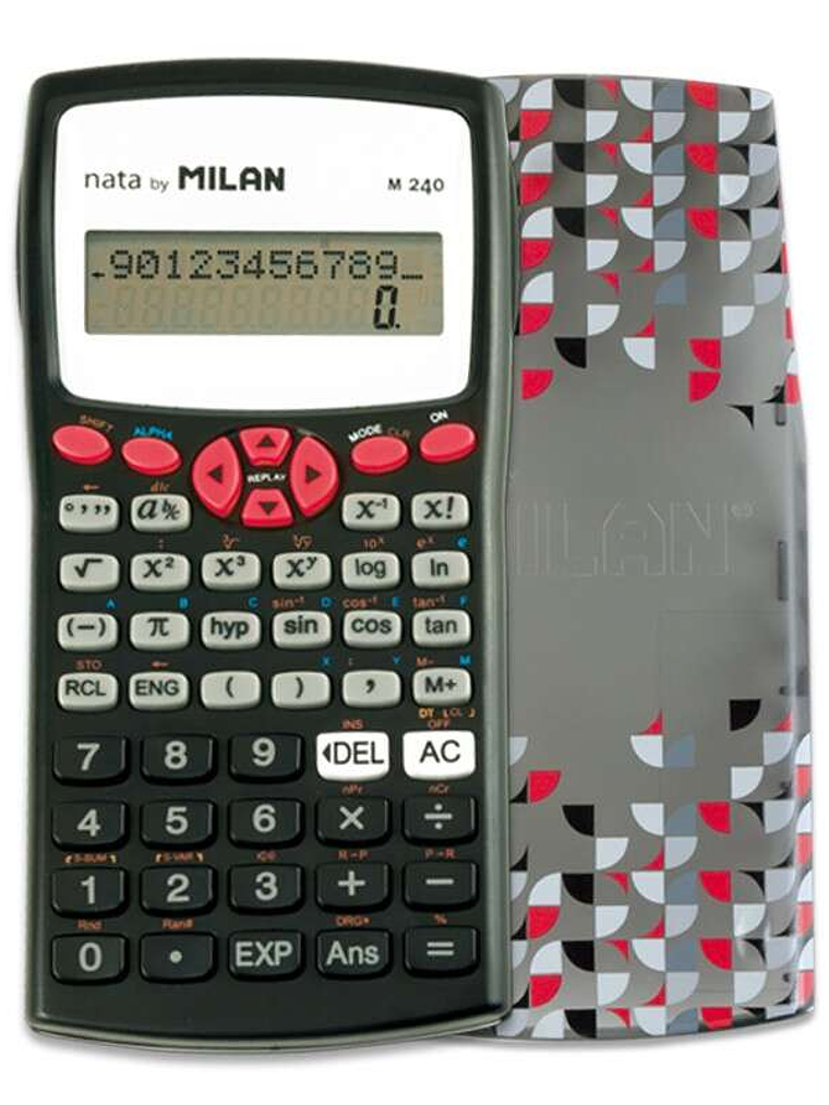 Milan M240 Calculadora Cientifica 10+2 Digitos - Pantalla de 2 Lineas - 240 Funciones Integradas Incluyendo 124 Cientificas - Carcasa Protectora Estam 1