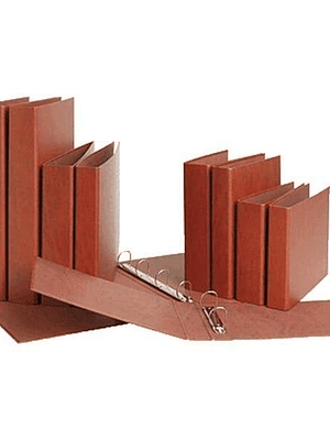 Mariola Carpeta Archivador de 2 Anillas Carton Gofrado Cuero - Tamaño Cuarto Natural - Anillas Redondas 40mm - Medidas 24x21x5.5cm - Color Marron