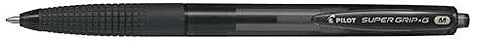 Pilot Boligrafo de Bola Retractil SuperGrip G - Punta Redonda 1.0mm - Trazo 0.4mm - Tinta de Aceite - Grip Ergonomico - Color Negro