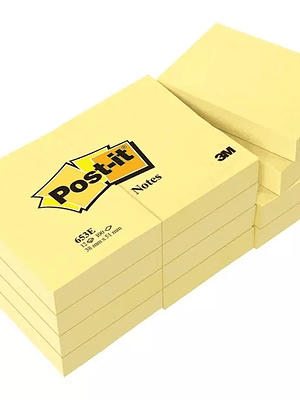Post-it Pack de 12 Blocs de 100 Notas Adhesivas Removibles Canary Yellow 38x51mm - Papel con Certificacion PEFC - 7100172745 - Color Amarillo Claro