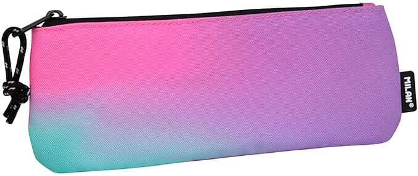 Milan Sunset Estuche Pequeño Plano Rectangular - Tejido Resistente a las Roturas y Rasgaduras - Medidas 23x9x1.3cm - Color Rosa 1