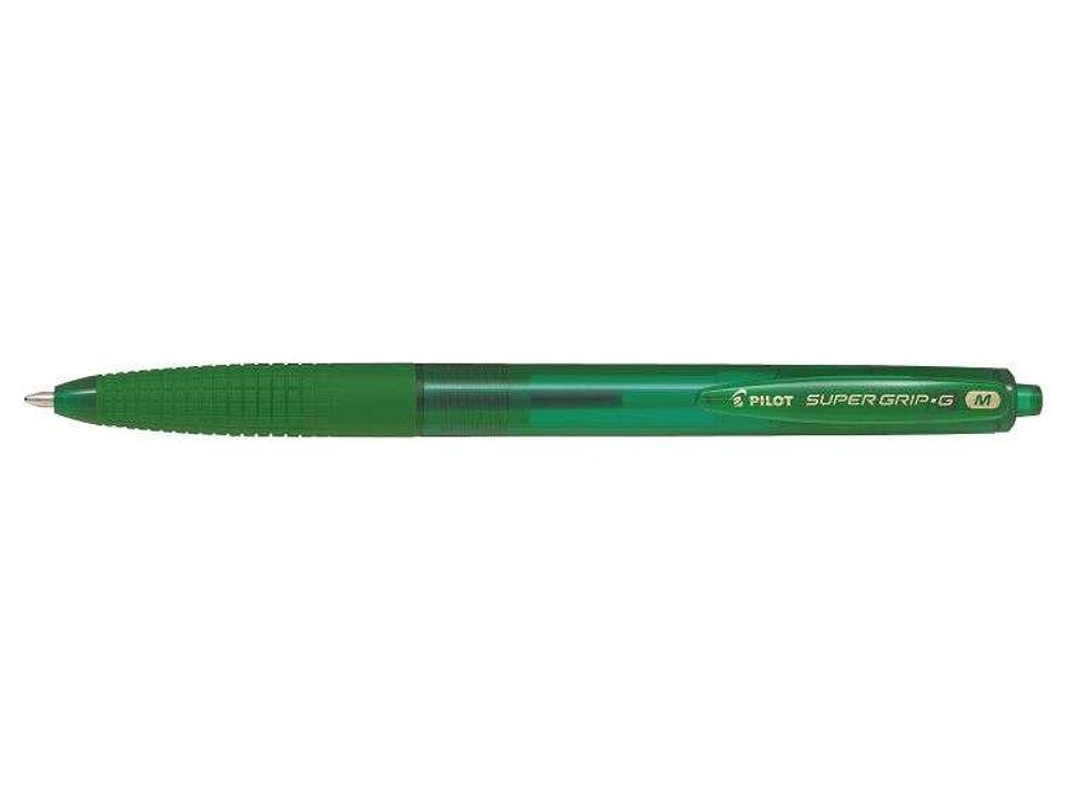 Pilot Boligrafo de Bola Retractil SuperGrip G - Punta Redonda 1.0mm - Trazo 0.4mm - Tinta de Aceite - Grip Ergonomico - Color Verde 1