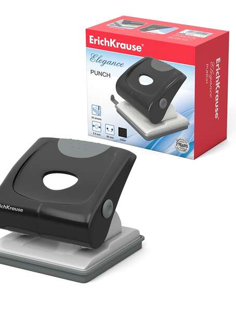 Erichkrause Elegance Perforadora - Perfora Hasta 30 Hojas - Bandeja de Confeti - Barra Guia con Marcas de Formato - Color Negro 1