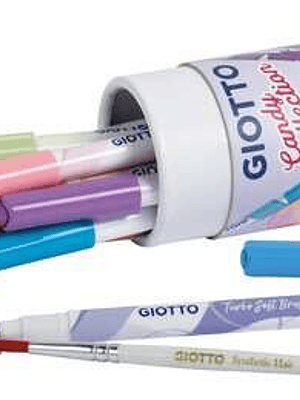 Giotto Candy Collection Turbo Soft Brush Bote de 12 Rotuladores Punta Pincel + Pincel - Colores Pastel Surtidos