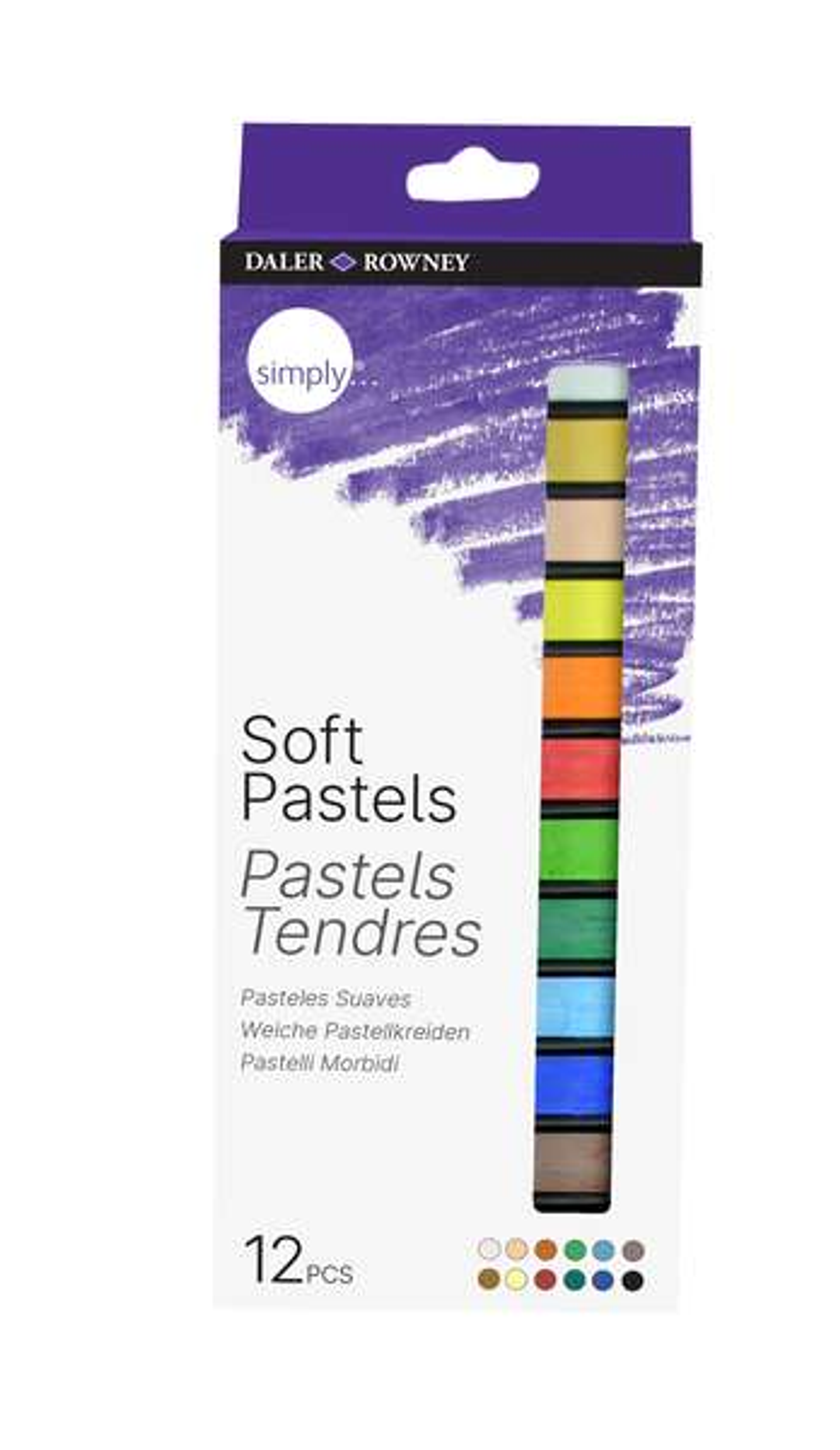 Daler Rowney Pack de 12 Pasteles Blandos - Para Amplia Variedad de Superficies - Facil de Usar - Colores Surtidos 1