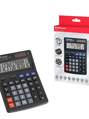Erichkrause Calculadora Electronica de Sobremesa de 12 Digitos - Pantalla LCD de 12 Digitos - Memoria Doble - Funciones de Calculo Avanzadas - Color N