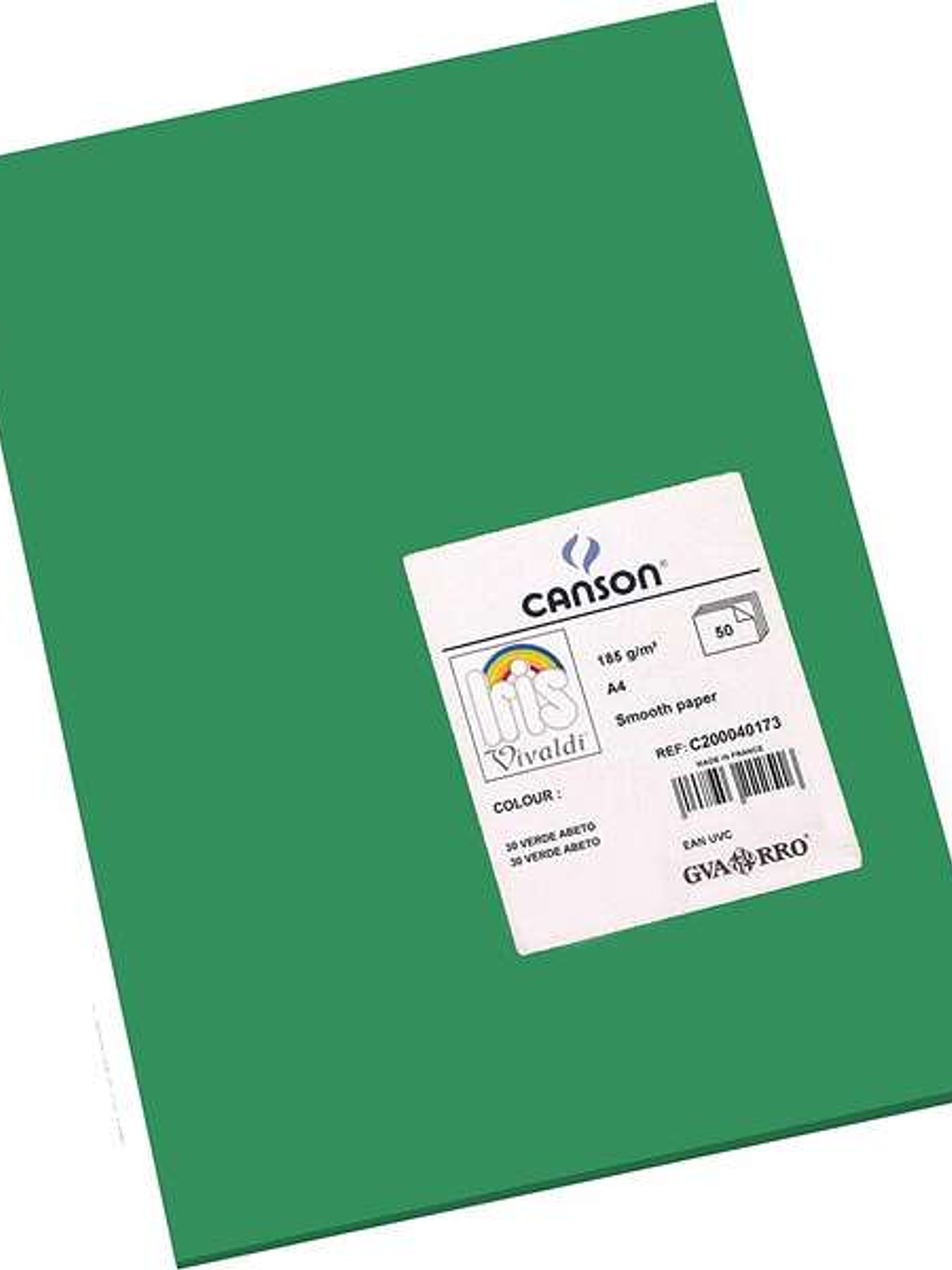 Canson Guarro Pack de 50 Cartulinas Iris A4 de 185g - 21x29.7cm - Color Verde Abeto 1