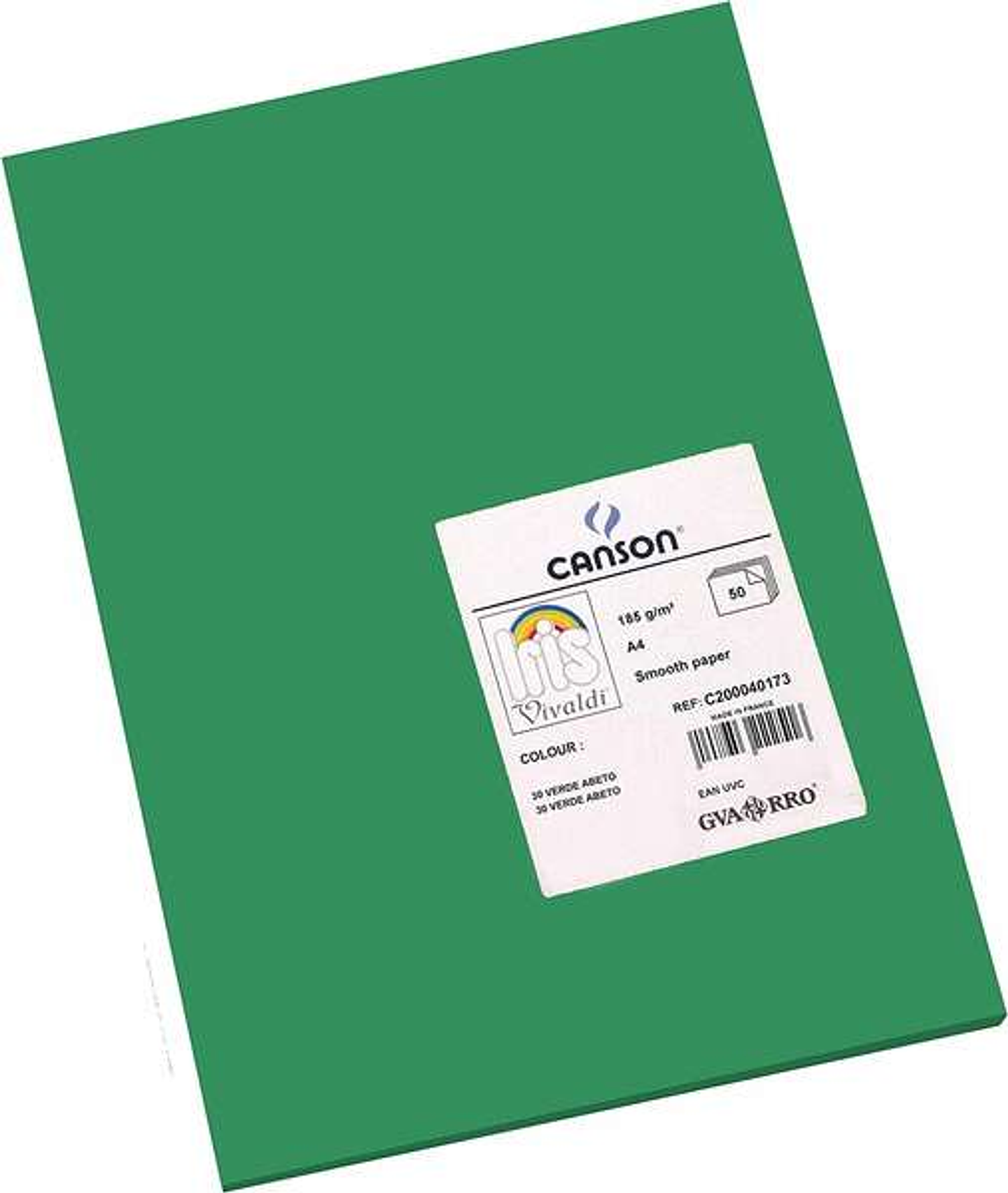 Canson Guarro Pack de 50 Cartulinas Iris A4 de 185g - 21x29.7cm - Color Verde Abeto 1