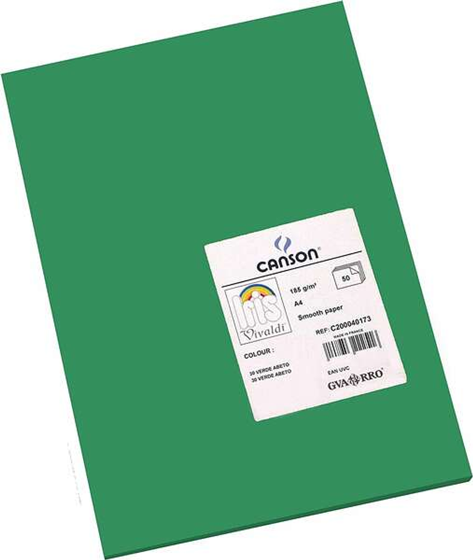 Canson Guarro Pack de 50 Cartulinas Iris A4 de 185g - 21x29.7cm - Color Verde Abeto 1