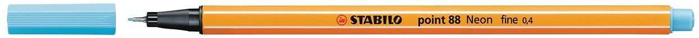 Stabilo Point 88 Rotulador de Punta Fina de Fibra - Trazo de 0.4 mm - Tinta con Base de Agua - Color Azul Neon 1