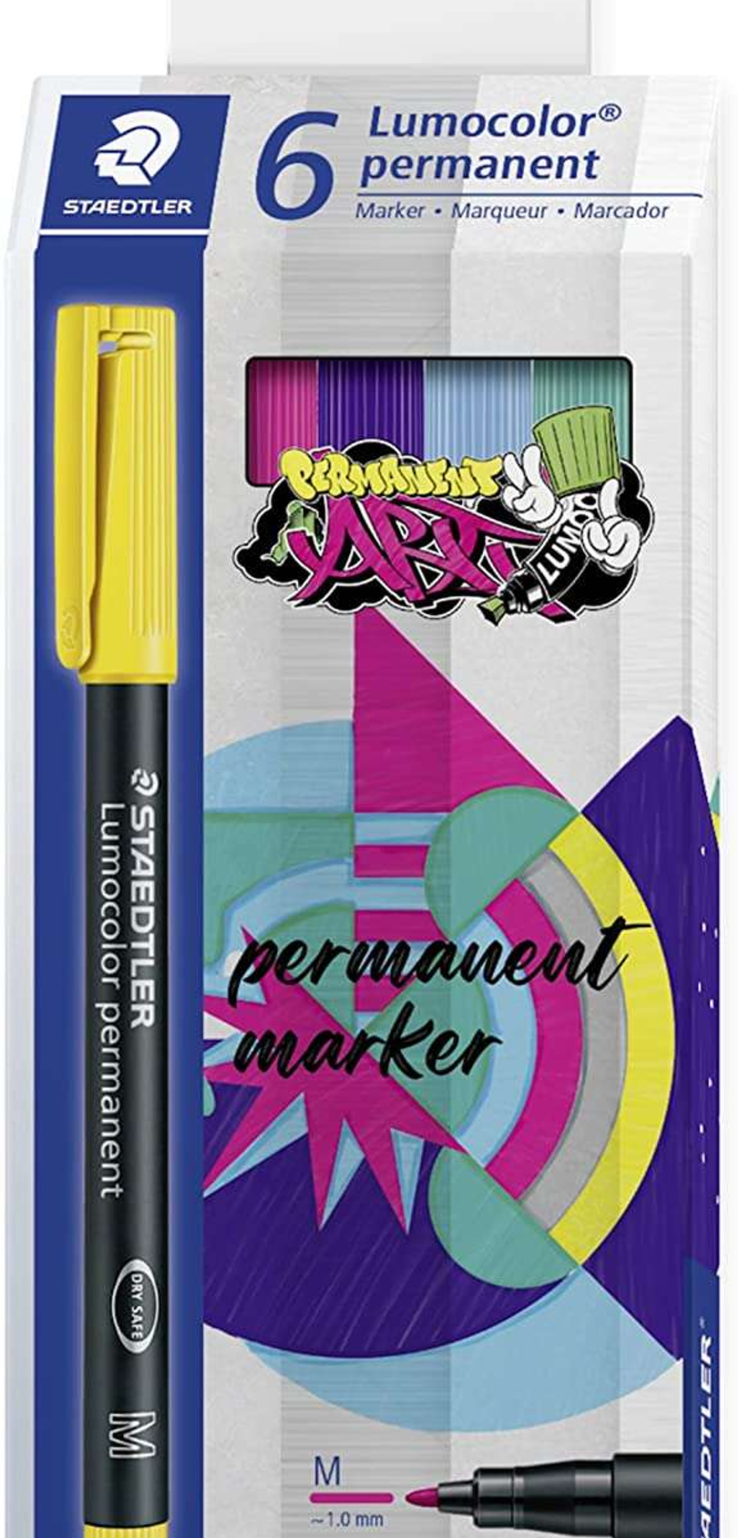 Staedtler Lumocolor 317 Pack de 6 Rotuladores Permanentes - Punta Media Redonda - Trazo 1mm Aprox - Capuchon con Clip - Secado Rapido - Colores Surtid 1