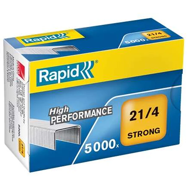 Rapid Caja de 5000 Grapas 21/4 - Alambre Reforzado Galvanizado - Patilla de 4mm