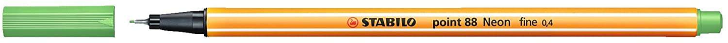 Stabilo Point 88 Rotulador de Punta Fina de Fibra - Trazo de 0.4 mm - Tinta con Base de Agua - Color Verde Neon 1
