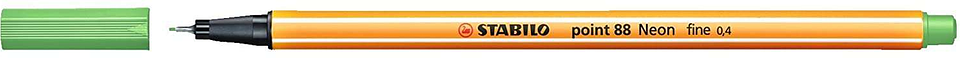 Stabilo Point 88 Rotulador de Punta Fina de Fibra - Trazo de 0.4 mm - Tinta con Base de Agua - Color Verde Neon 1