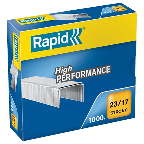 Rapid Strong Caja de 1000 Grapas 23/17 - De 110 a 140 Hojas - Alambre Reforzado Galvanizado - Patilla de 17mm