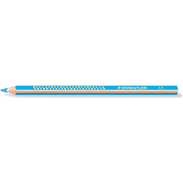 Staedtler Jumbo Noris 128 Lapiz Triangular de Color - Mina de 4mm - Resistencia a la Rotura - Diseño Ergonomico - Color Azul Claro