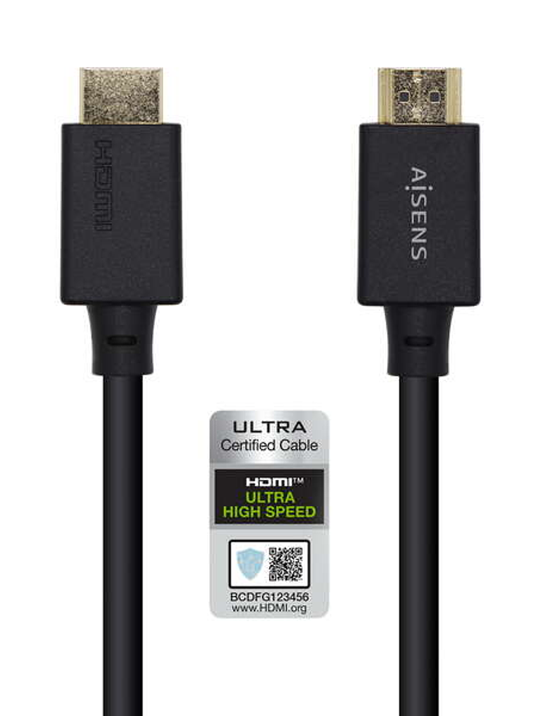 Aisens Cable HDMI V2.1 Certificado Ultra Alta Velocidad 8K@60Hz 48Gbps - A/M-A/M - 3.0m - Color Negro 1