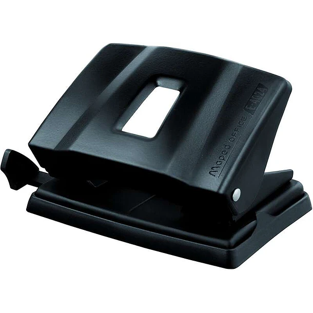 Maped Essentials Metal Perforadora de Sobremesa - 2 Agujeros - Regleta Multi-Formatos - Hasta 25 Hojas a la vez - Color Negro