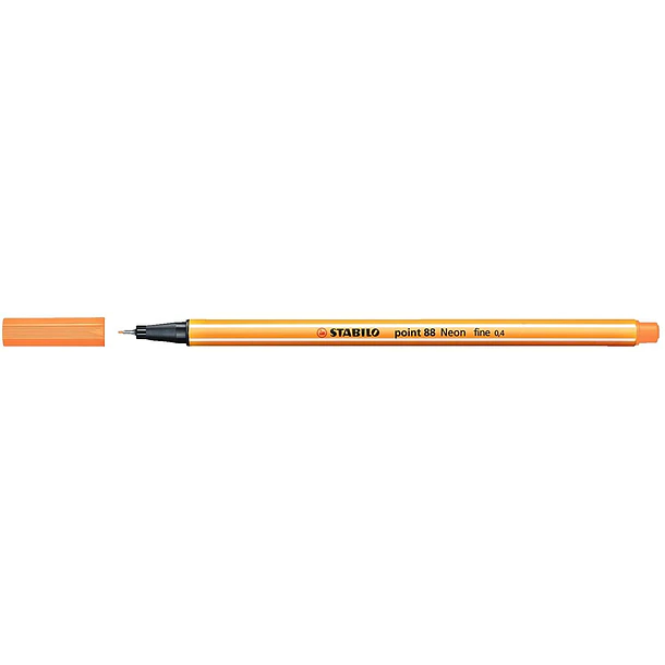 Stabilo Point 88 Rotulador de Punta Fina de Fibra - Trazo de 0.4 mm - Tinta con Base de Agua - Color Naranja Neon