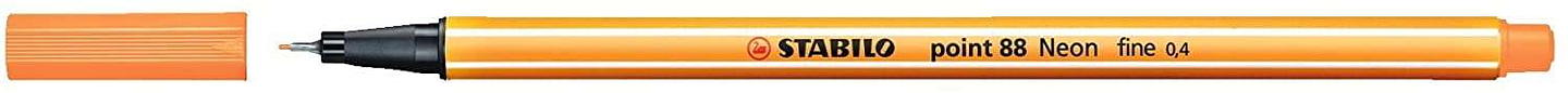 Stabilo Point 88 Rotulador de Punta Fina de Fibra - Trazo de 0.4 mm - Tinta con Base de Agua - Color Naranja Neon 1