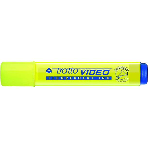 Tratto Video Marcador Fluorescente - Punta Biselada - Tinta Base de Agua - Secado Rapido - Color Amarillo Fluorescente