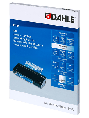 Dahle Pack de 100 Fundas para Plastificar Brillo A4 - 80 Micras - Alta Calidad - Transparente